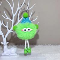 Petit pompon à longues pattes, gros yeux, boule pelucheuse moche, petit monstre original, porte-clés elfe, peluches, jouets en peluche, breloques pour sac et téléphone portable