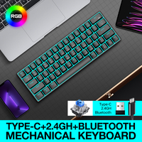 T30 mekanik klavye 3 modları RGB arka kablolu kablosuz 2.4G BT Tablet masaüstü bilgisayar oyunu 63 tuşları