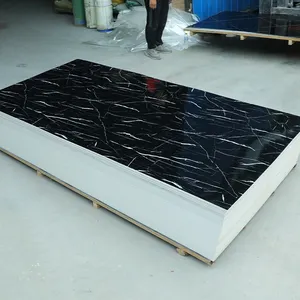 Siyah beyaz Uv parlak mermer duvar panel levha Pvc mermer-duvar-panel Uv mermer levha