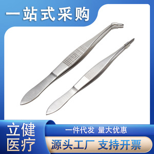 Stainless Steel Laboratory Tweezers 10Cm Straight And Curved Tips With Teeth For Precision Assembly And Biological Experiments - Product Image 4