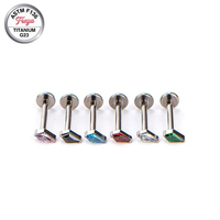 Anneaux de lèvre unisexes ASTM F136 à filetage interne, labrets, clous de nez, bijoux de piercing corporel en titane G23 avec zircon en forme de cerf-volant pour hélix d'oreille, vente en gros