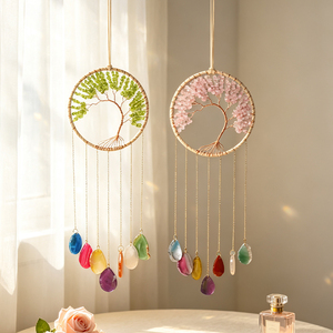 Nouveaux objets artisanaux en cristal, pierres naturelles de guérison enveloppées à la main avec des tranches d'agate, attrape-rêves pour la décoration - Product Image 3