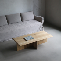 Table basse en chêne bio, moderne, sur mesure, en bois massif, style cocktail, minimaliste, pour salon ou loft