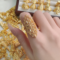 Bagues à motifs ajourés plaquées or superposées, élégantes et tendance, cadeaux pour femmes, pour le quotidien, les mariages et les fêtes