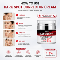 Crème correctrice des taches brunes Akaril 55 ml, 1,5 % d'acide ascorbique, vitamine C, atténue les taches brunes, unifie le teint, crème éclaircissante pour le visage
