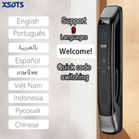 DF03XF Serrure Intelligente WiFi Tuya avec Interphone Vocal 9 Langues, Accès Biométrique (Empreinte Digitale/Réconnaissance Faciale) Compatible Portes en Aluminium/Acier