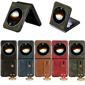 Compatible avec Tecno Phantom V Flip Étui de protection rétro en cuir PU <span class=keywords><strong>ultra</strong></span> fin antichoc Compatible avec Tecno Phantom V Flip 5G C - Product Image 3