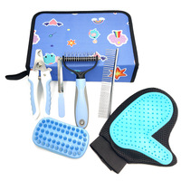 Outils de toilettage multi-fonctions pour animaux de compagnie, Kit de brosses, de nettoyage, pour chiens et chats, chiots, véritable fourrure, peigne, pièces