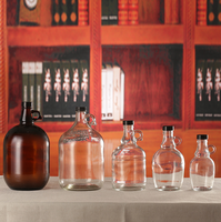 Carafe ronde en verre de 1 gallon avec poignée pour la fabrication de bière, contenant de stockage, bouteille pour l'emballage de la vodka/du spiritueux/du liqueur/du vin, ambre clair