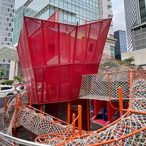 Rete di corda rossa <span class=keywords><strong>nave</strong></span> avventura per bambini su misura arrampicata e equilibrio struttura di gioco per parchi giochi all'aperto e parchi a tema - Product Image 1