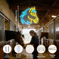 Neonawall Enseigne néon LED tête de cheval mignonne, à intensité variable, alimentée par USB, multi-positions, pour décoration murale, bar, salon, salle de sport, bureau, salle de jeux, fête