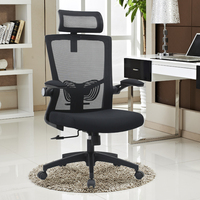 Chaise de bureau réglable Yaheetech, chaise de bureau ergonomique en maille avec support lombaire, chaise d'ordinateur pivotante avec accoudoirs rabattables
