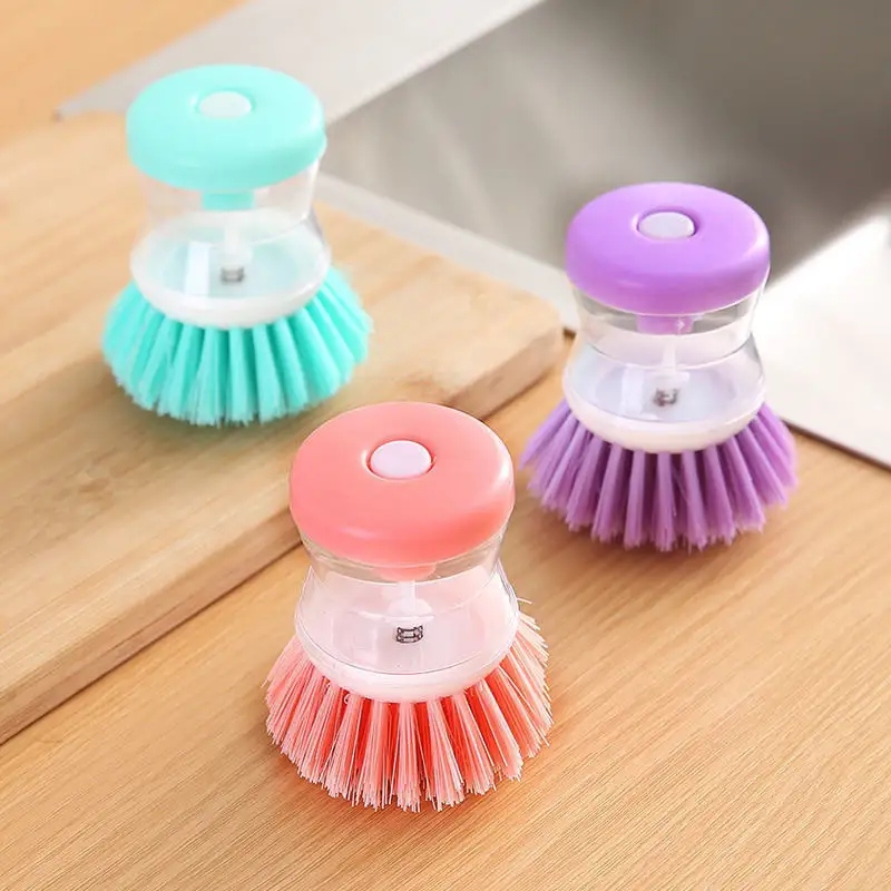 Low Price Household Kitchen Tools Plastic Liquid Soap Dispenser Pot Dish Cleaning plastic Brush with Washing Up Liquid
