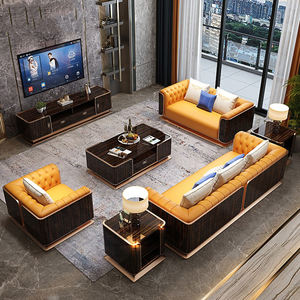 Ensemble de canapés italiens en cuir de haute qualité sectionnels de 1 2 3 places pour salon moderne - Product Image 4