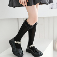 Vente en gros de chaussettes respirantes en coton et dentelle printemps et automne pour enfants chaussettes mignonnes pour filles, blanches et noires, princesses et bébés