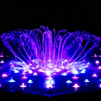 Fuente de Agua Redonda Personalizada de Acero Inoxidable para Exteriores, Fuente Musical para Parques con Luces LED