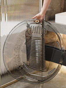 Ckiki Bac à linge mural ovale moderne en plastique avec planche à récurer, grande capacité 46 cm 9790, capacité de 30 kg - Product Image 2