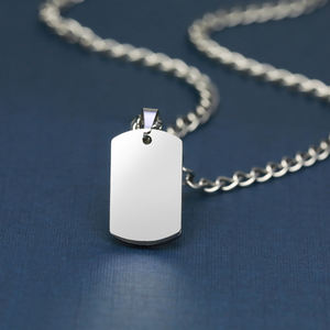 Benutzer definierte gravierte Logo DIY Edelstahl Halskette Anhänger personal isierte quadratische Form leere Hund Name ID Halskette für Hund Haustier - Product Image 1