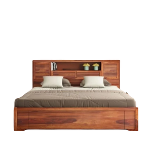 เตียงไม้มาเวอริค ชีแชม พร้อมที่เก็บของ สีฮันนี่ ดีไซน์หรูหรา โครงสร้างแข็งแรง ช่องเก็บของกว้างขวาง - Product Image 6