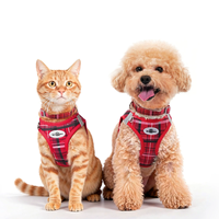 Kit de promenade pour animaux de compagnie classique à motif écossais, harnais de poitrine rembourré réglable pour chien, collier, laisse, ensemble de 3 pièces