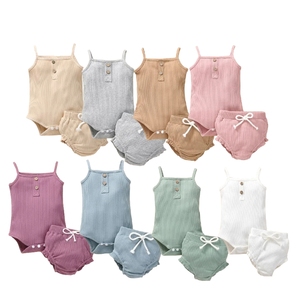 Summer New Born Dress Cotton Short Sleeve Toddler Girls Fashion 2 Piece Sets Baby Romper Set - Product Image 1