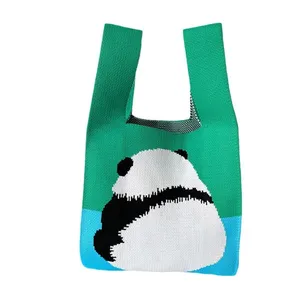 Instagram's new popular tote bag, cute animal series, portable, Japanese and Korean versatile outdoor knitted women's handbag