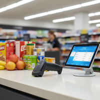 Lecteur de code-barres laser sans fil portable pour caisse enregistreuse, chèque bancaire, point de vente, code 1D