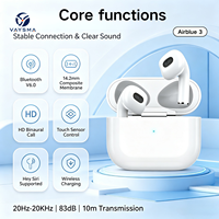 Écouteurs sans fil semi intra-auriculaires TWS BT6.0, appels HD, capteur tactile, assistant vocal, charge sans fil