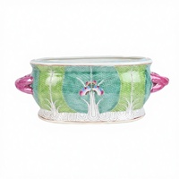 Pot de fleurs ovale en porcelaine de Jingdezhen, motif chou peint à la main, émaillé, écologique, style antique chinois, pour Bok Choy