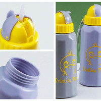 Boîte à lunch en plastique à compartiments avec impression de canard de dessin animé et ensemble de bouteille d'eau de 700 ml