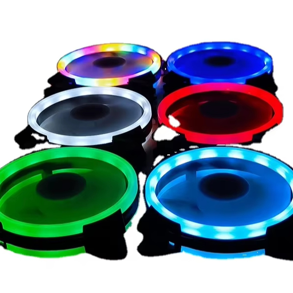 2025 2.5W 6-Pin Mute Design Wireless Remote Control RGB LED Computer Case Fan with Plastic Frame 1 Pc
