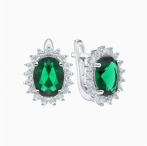 Vente en gros d'usine, ensemble de bijoux en argent 925 pour femmes, émeraude verte, plaqué rhodium, style classique, mariage, fiançailles, anniversaire - Product Image 4