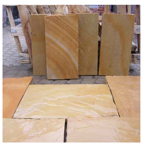 Dalles de pierre naturelle en grès jaune de Lalitpur pour revêtement mural, sol, design extérieur, cour, terrasse, allée - Product Image 2