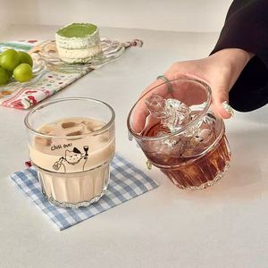 Cute Puppy Glass Cup Hammered Texture Transparent For Water Coffee Milk Juice Party Gift - Product Image 1