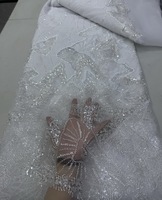 Dentelle française en velours de haute qualité avec broderie, paillettes et perles, tissu de dentelle de luxe pour robe de soirée pour femme