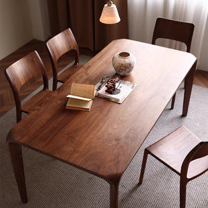 Mesa de comedor rectangular de madera de nogal negro norteamericano, con sistema de mortaja y espiga, hecha a mano, para sala de estar - Product Image 4