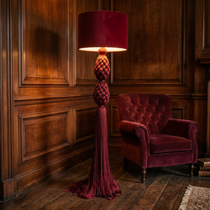 Lampe sur pied en corde de coton nouée à la main, support en métal, style bohème, macramé, couleur et dimensions personnalisables - Product Image 3