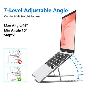 Adjustable Foldable Aluminum Laptop Holder Riser Compatible With MacBook, Portable Laptop <b>Stand</b> <b>for</b> Desk - Product Image 3