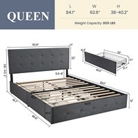 Neues Design Klapp bett aus Stoff mit Ausziehbett rahmen mit zusätzlichem Bett unter Queen-Size