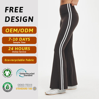 Pantalon de yoga évasé personnalisé OEM pour femme, legging taille haute à rayures latérales, pantalon bootcut à marque privée, vente en gros en usine en vrac