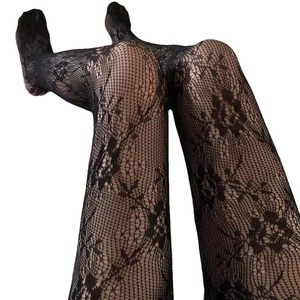 Japanese Jk Style Lace Patterned Fishnet Stockings 15D Thigh High Transparent Women's Black Pantyhose - Product Image 5