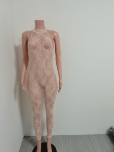 Nuova Tuta Intera da Donna Sexy in Rete con Scollo all'Americana Senza Maniche Senza Schiena Stile Playsuit per Serate - Product Image 2