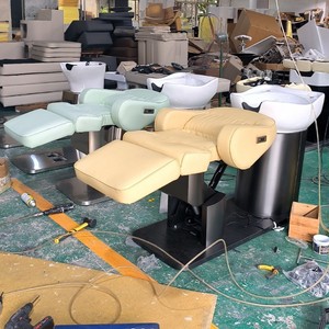 Sillón de Masaje de Lujo para Champú, Cama de Spa, Mueble de Salón con Lavabo, de Cuero PU, Portátil, para Peluquería y Barbería - Product Image 1