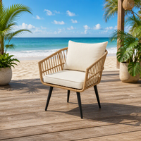 Ensemble de 3 chaises de bistrot modernes en rotin tressé avec structure en aluminium pour café, restaurant, extérieur, hôtel et jardin - Vente en gros
