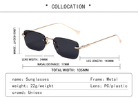 Lunettes de soleil classiques sans monture en métal, de luxe, tendance, avec monture taillée en diamant, verres dégradés