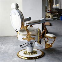Chaise de barbier blanche moderne, pliable, portable, durable et luxueuse, avec dossier inclinable hydraulique et fonction de massage, pour salons de beauté.