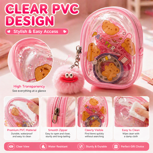 Ensemble de papeterie mignon avec ours et pochette transparente - Fournitures scolaires <span class=keywords><strong>kawaii</strong></span> pour enfants, cadeau, ensemble de carnet portable et de trombones - Product Image 2
