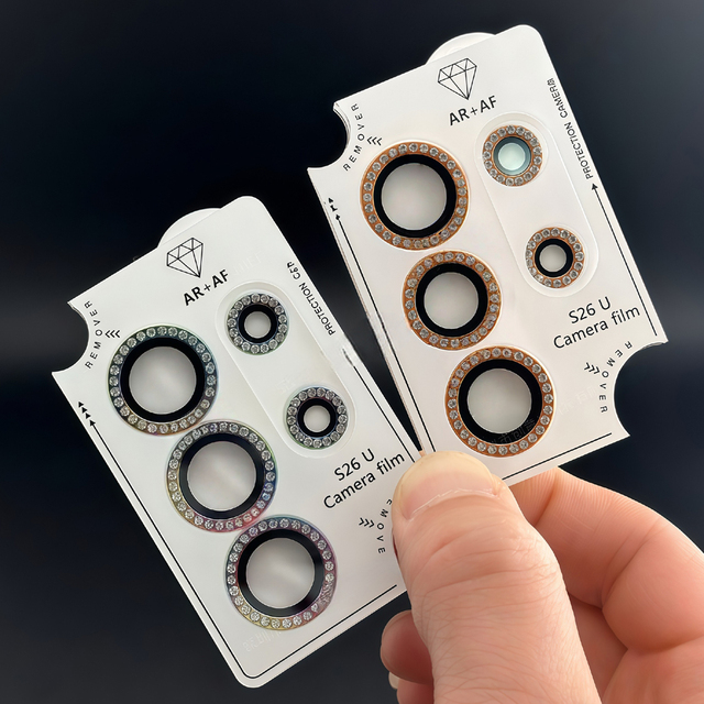 Luxury Glitter Diamond Eagle Eye AR+AF Camera Lens Rings Tempered Glass Metal Lens Protector Film for Samsung S26 S25 S24 S23