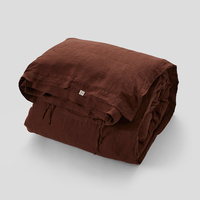 Eco-friendly Twin Queen King size Luxe français bio lin naturel Parure de couette taie d'oreiller Parure de lit en lin à rayures grises