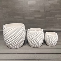 Juego de Macetas Modernas de Cerámica con Diseño en Espiral para Interiores, Acabado Glaseado, Estilo Minimalista